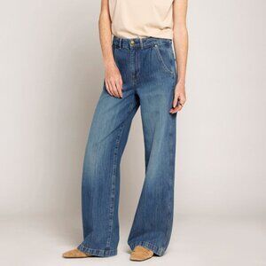 Current / Elliott The Postman Wide Leg Denim Trouser In Lancaster Wash Size 29